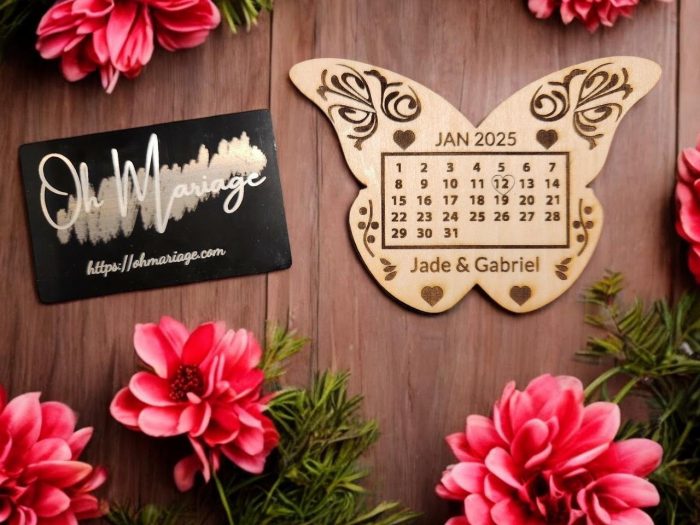 Plaque Magnétique Save the Date en Bois